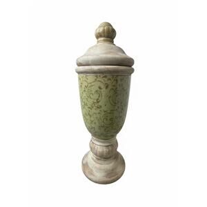 TII Collections Ceramic Urn Canister Green Crackle Glaze 17"